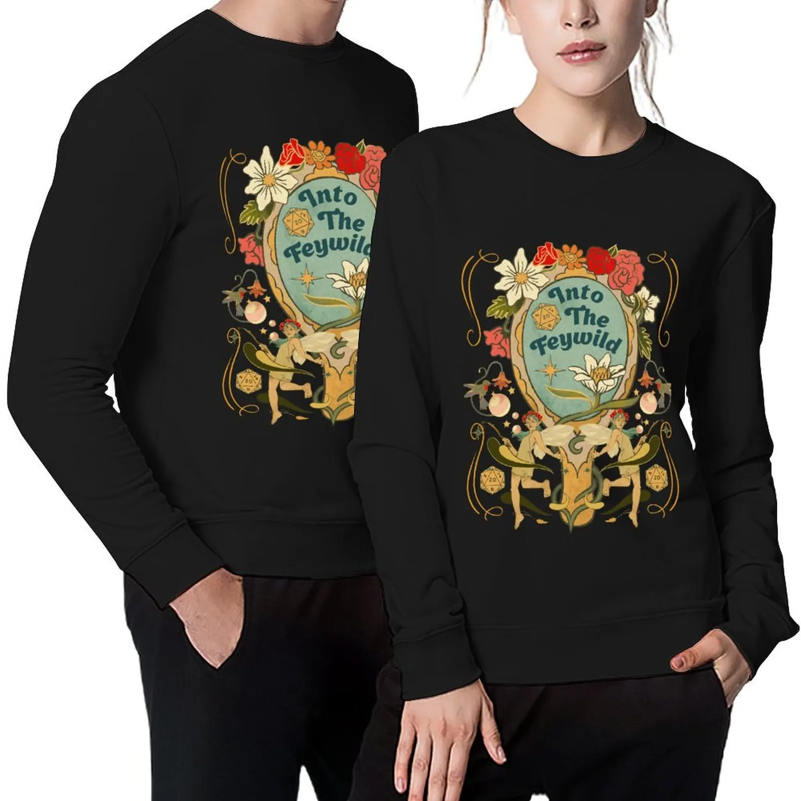 

INTO THE FEYWILD, Witchlight, Dnd Magic, Flowers & Fairies Pullover blouse tracksuit men sweatshirt