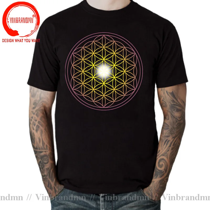 2022 Brand T-shirt Mandala T Shirt Metatrons Cube Flower Of Life Sacred Geometry Tees Graphic Tshirt Star Cluster Chic Clothes