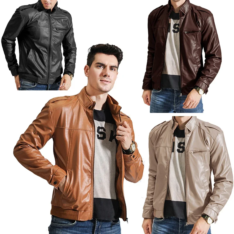 2025 nueva chaqueta de cuero para motocicleta para hombre, chaqueta de cuero delgada para hombre, ropa exterior para hombre, chaquetas para hombre