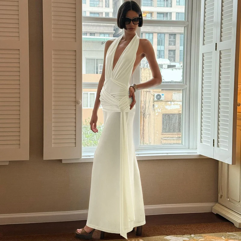 

Ticketsx Women's Elegant Evening Dress Sexy Halter Neck Bandage Backless Long Dress Summer Luxury Party Look Slim Fashiona Dress