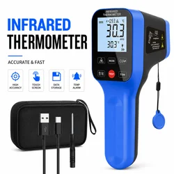 30:1 D:S Ratio Rechargeable Laser Infrared Thermometer Gun -58℉~2912℉ Industrial High Temp Meter Touch Button Waterproof