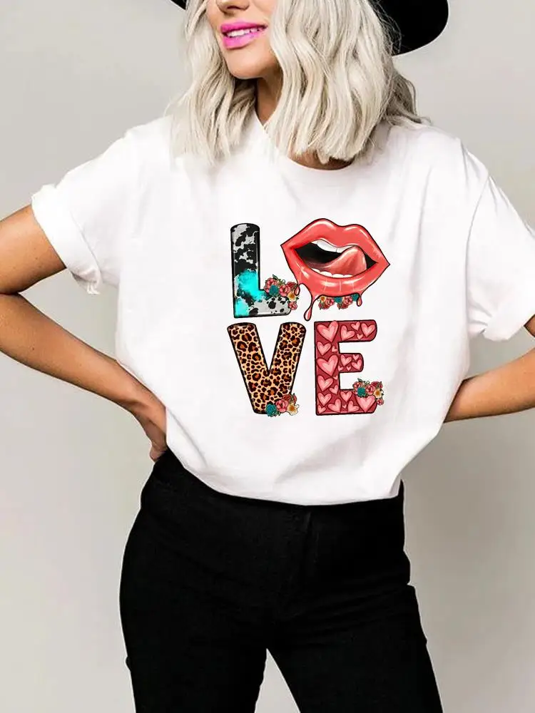 

Lip Letter Trend 90s Cute Tee Women Clothes Basic Clothing Print T Shirt Short Sleeve Summer Top Fashion Graphic T-shirt