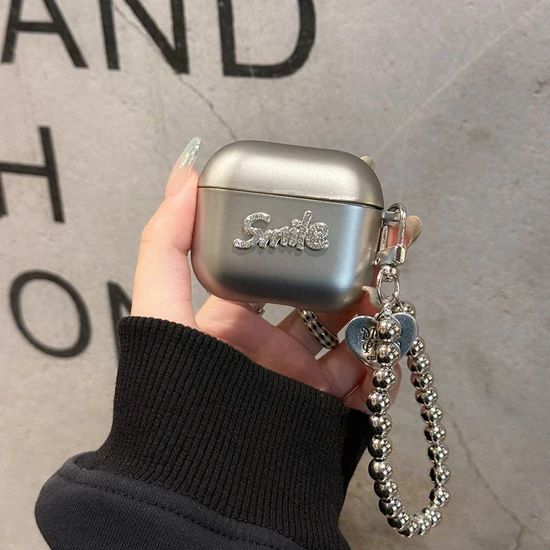 브레이슬릿 펜던트가 있는 도금 스마일 케이스, 애플 에어팟 2, 3 세대 커버, 에어팟 프로 3, 에어팟용 2 세대 쉘
