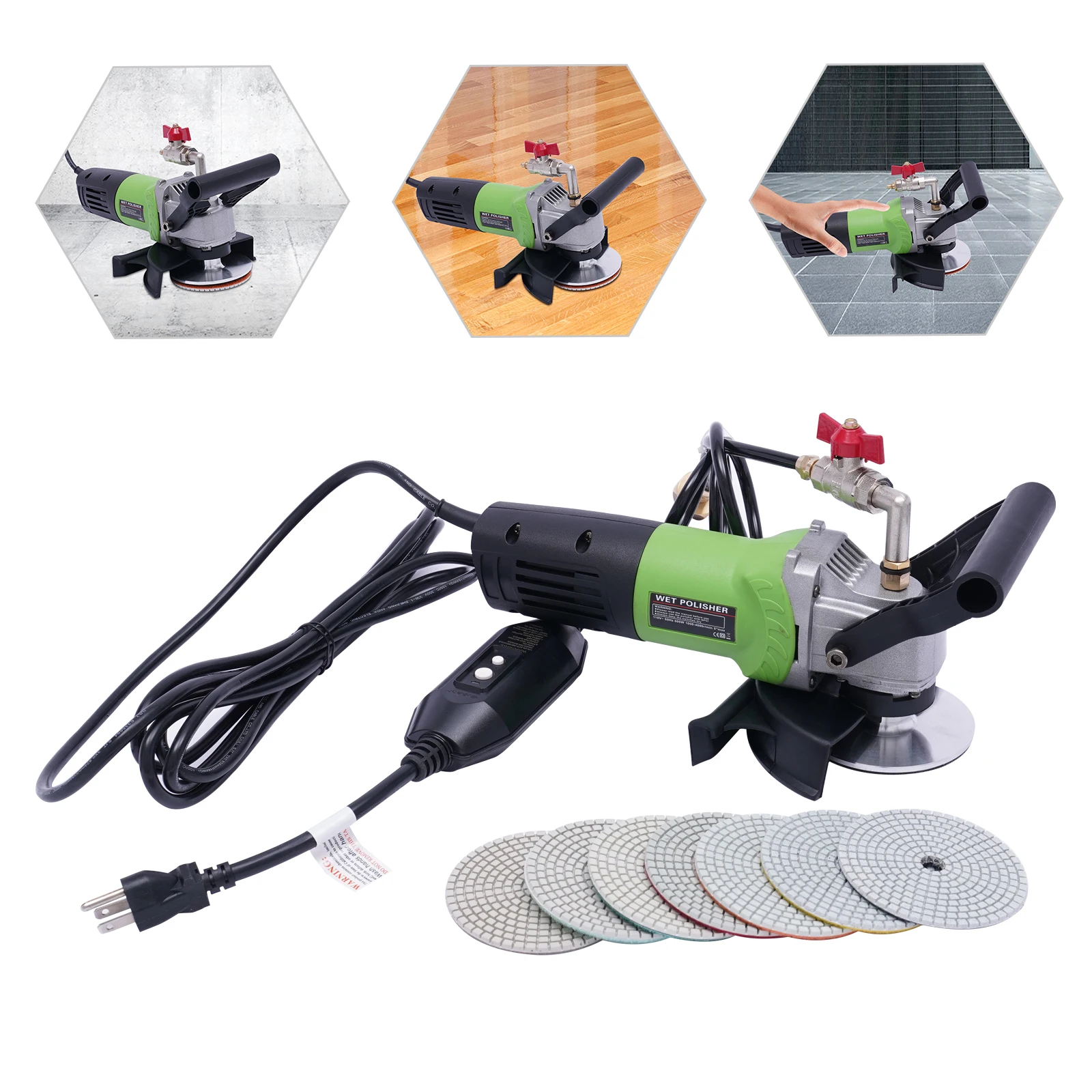 800W Concrete Polisher Anti-rust Electric Polishing Machine for Grinding and Polishing Stone and Tile