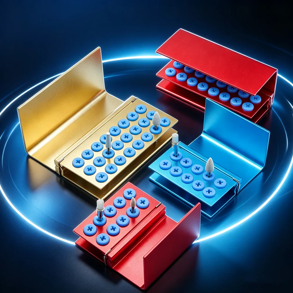 10/16/24 Holes Dental Bur Holder Block with Silicone Autoclavable Endo File Disinfection Box Organizer Sterilizer Case Container