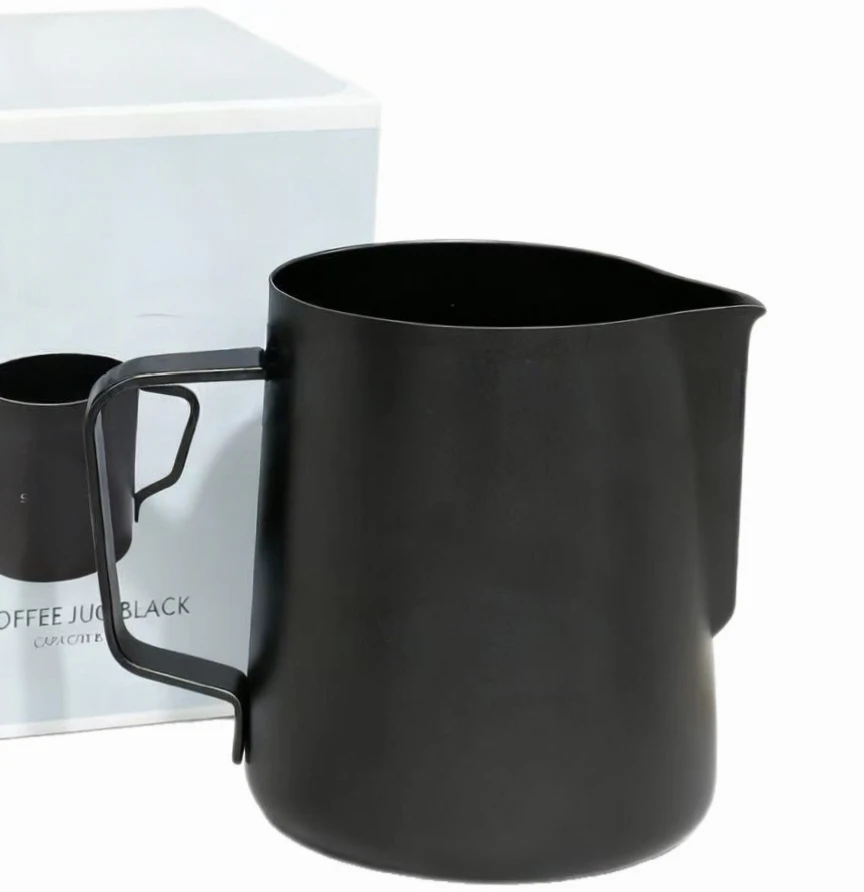 

Многоразовый черный кувшин для молока из нержавеющей стали, классический эспрессо, латте-арт, крем для вспенивания кофе, сливочник для молока, кофемашина