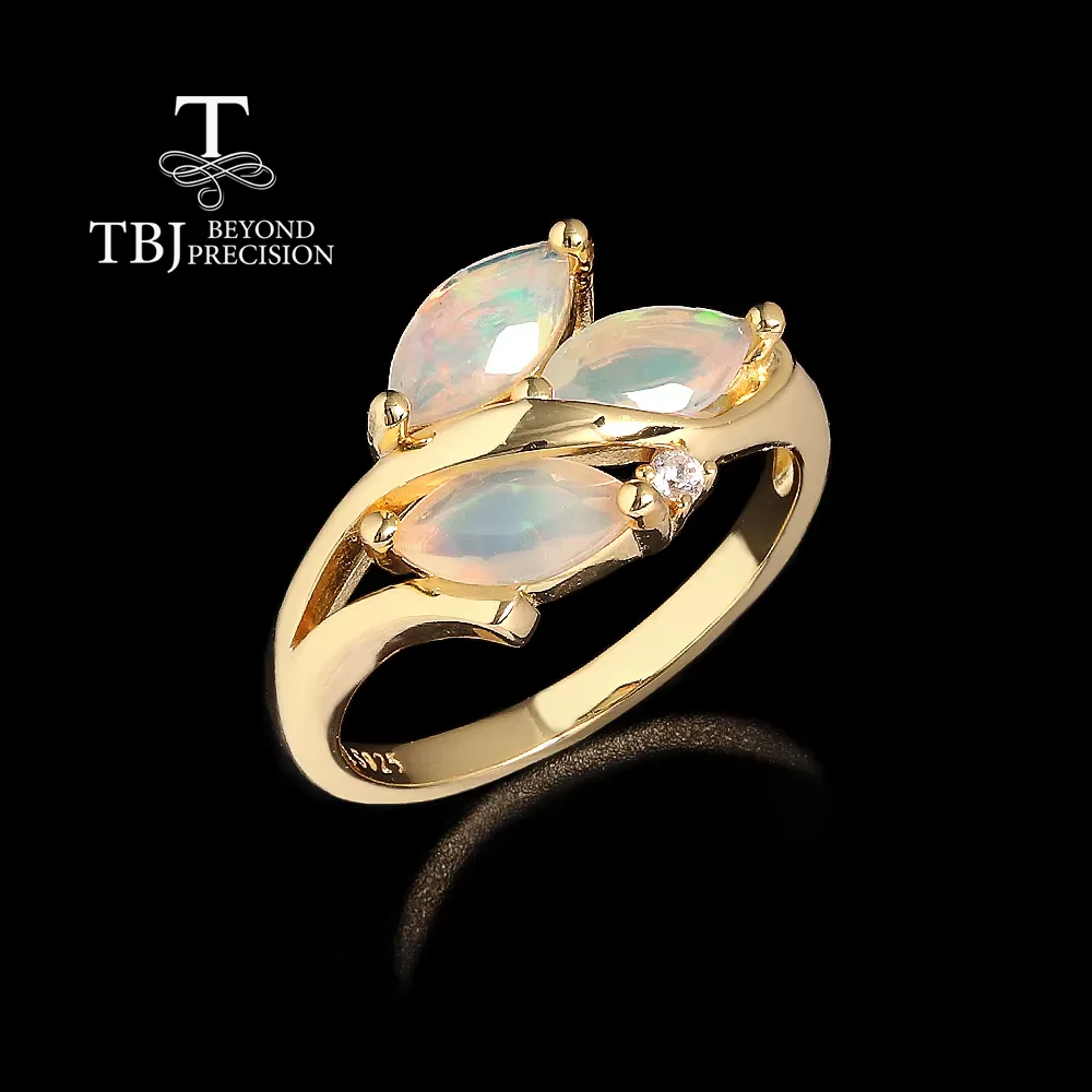 Colorful Natural Marquise 4*8mm Opal Ring for Women October Birthstone 925 Sterling Silver Fine Jewelry Anniversary Gift