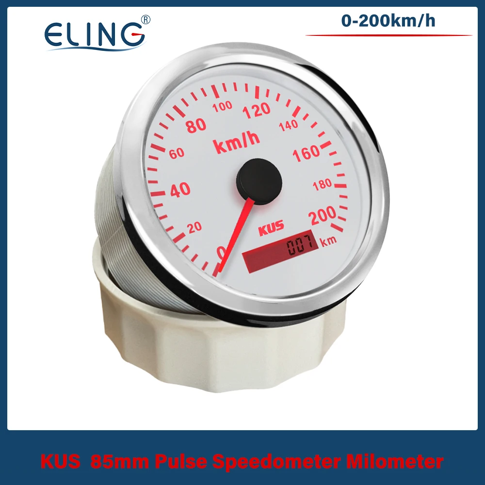 

KUS 85mm 0-120km/h 0-200km/h Speedometer Speedometer Hourmeter with Red and Yellow Backlight Available Pulse Signal for Car RV