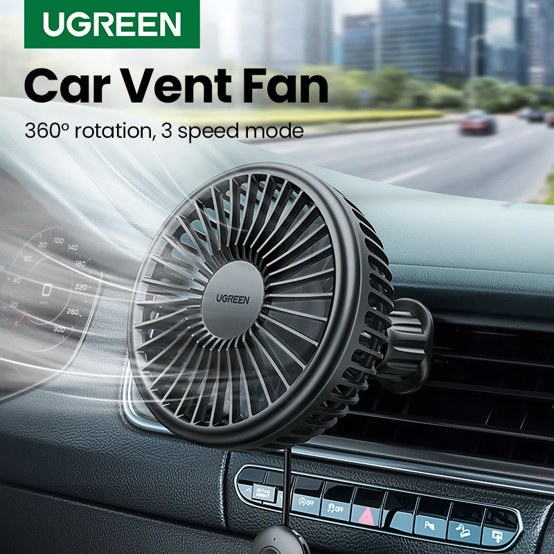 UGREEN Mini USB Car Vent Fan Cooling 360 Rotating Wind Low Noise Car Air Conditioning Cold Fan Ventilation Car Home USB 5V USB