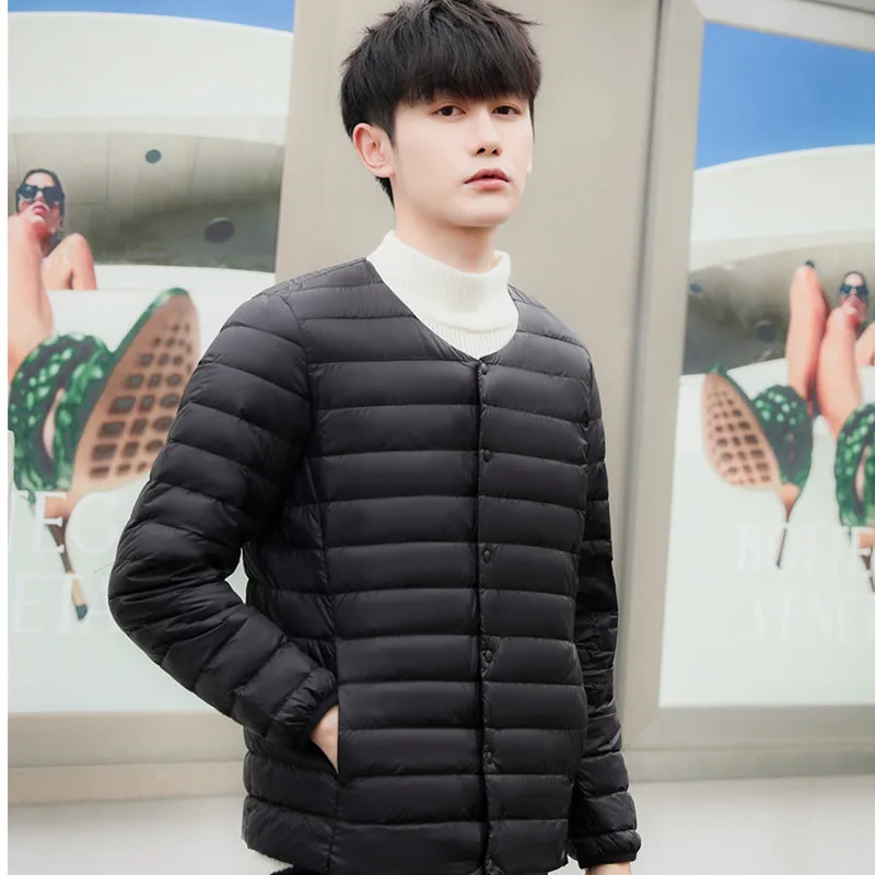 Men's Fall Winter Coat Jacket Down Jacket White Duck Down Liner Short Paragraph Thickened Warm Personalized Comfortable Leisure