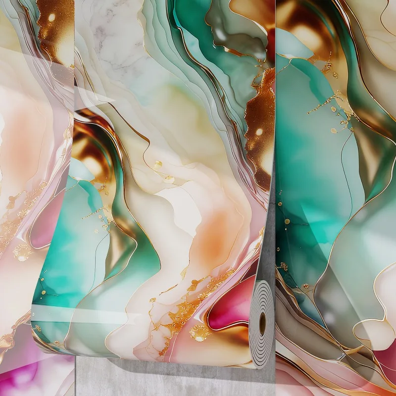 

Gilt self adhesive imitation marble tile wall sticker XPE kitchen TV background wallpaper