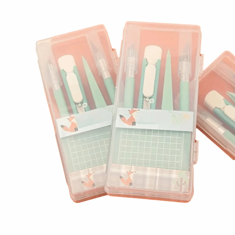 5pcs/Set DIY Scrapbook Tool Set Non-Slip Mats Tweezers Pens Art Cutting Tools Kit Paper Crafting Carving Craft Paper Pen