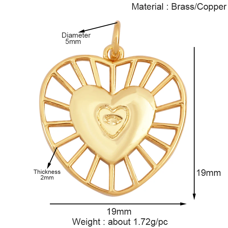 Mode Bunte Zirkon Brenn Liebe Herz Stern Charm Anhänger, 18K Gold Überzogene Halskette Armband DIY Handgemachten Schmuck Liefert K81 – Detail 8