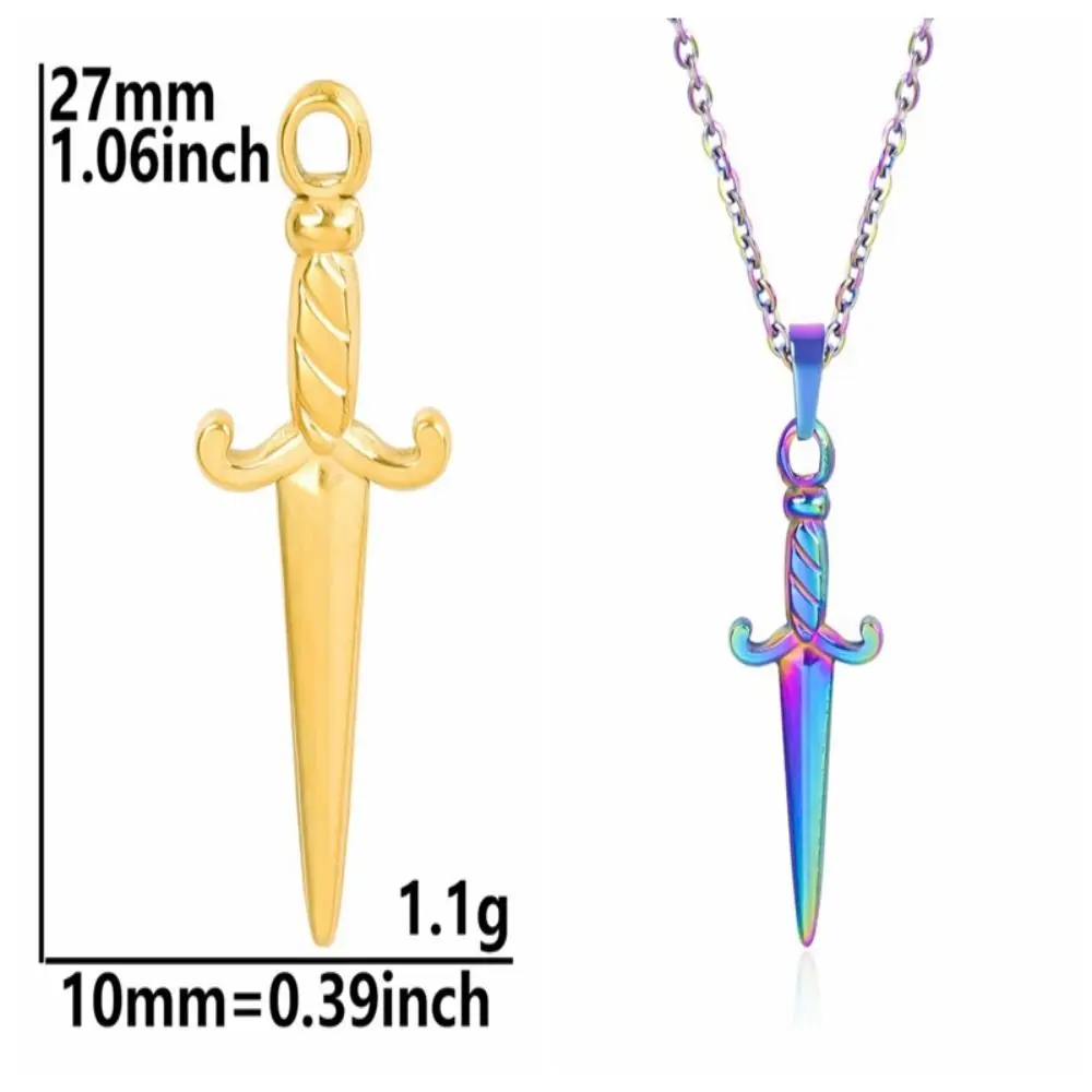 Stainless Steel Sword Pendants Hot Light Luxury Hypoallergenic Dagger Charms Vacuum Plating Niche Necklace