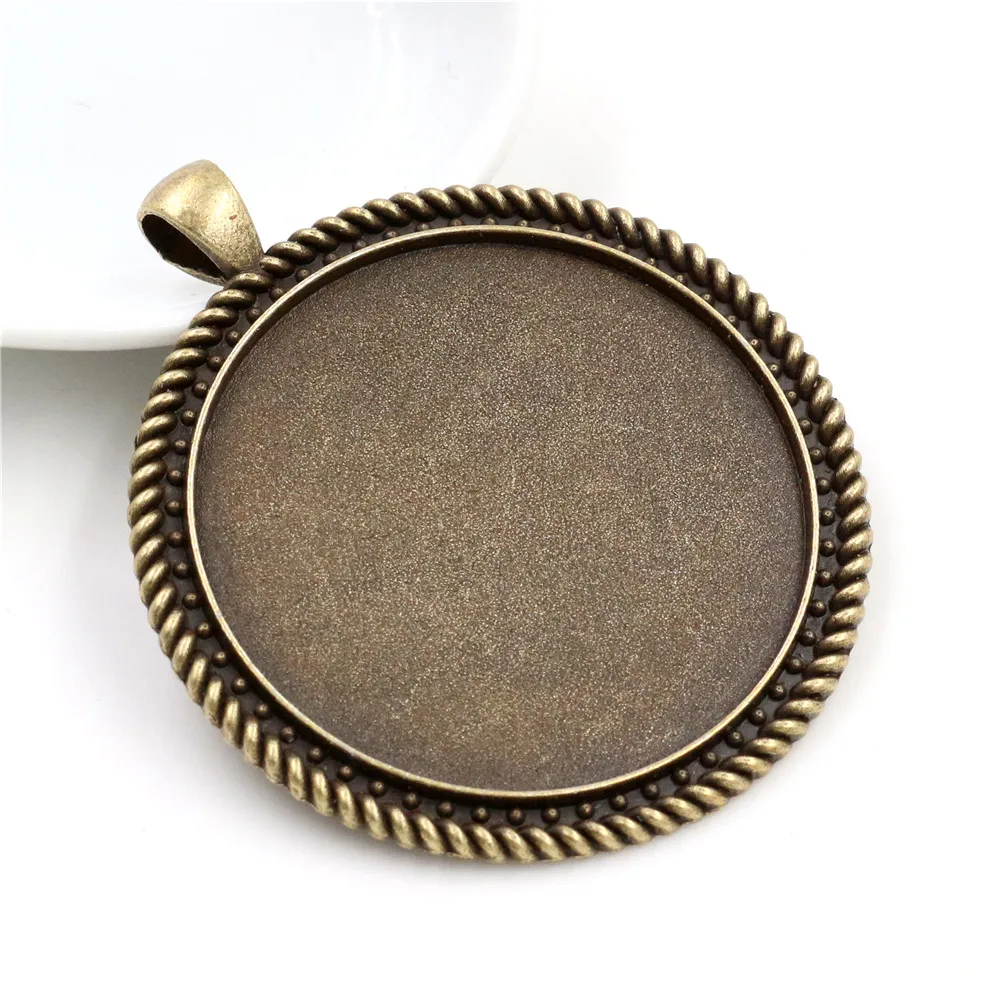 5pcs/lot 40mm Inner Size Antique Bronze and Silver Plated New Fashion Style Cabochon Base Setting Charms Pendant