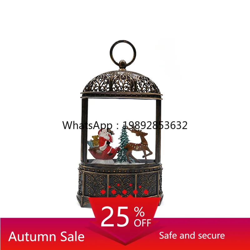 

LYY Christmas Gift Music Box Glowing Snow Wind Lantern Living Room Resin Crafts Gift Ornament