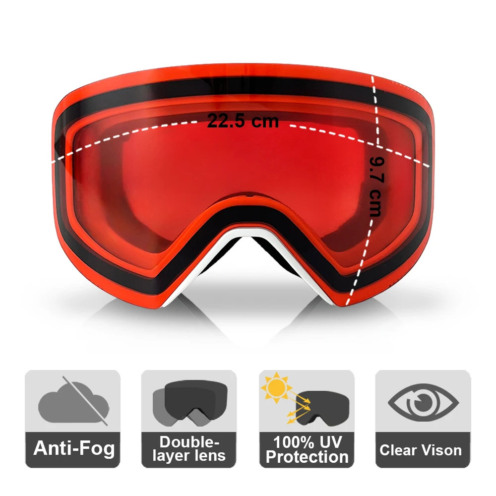 

Outdoor Ski Goggles Winter Snow Sports for Unisex Snow Glasses UV400 Anti-fog Magnetic Snowboard Glasses
