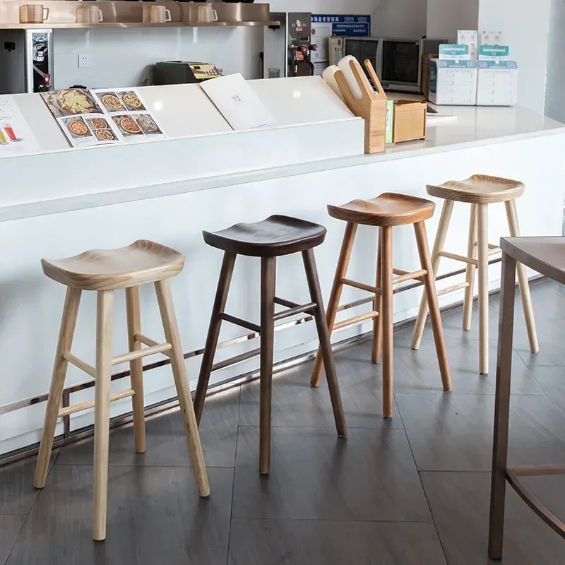 

Luxury Nordic Bar Stools Wooden Office Kitchen Furniture Comfortable Tabourets Bar Interior Decor Stylish Wooden Bar Chairs