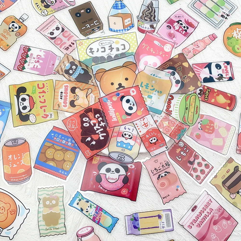 

50pcs Snack Convenience Store Transparent PET Stickers Decals For Phone Laptop Refrigerator Suitcase DIY Aesthetic Stickers
