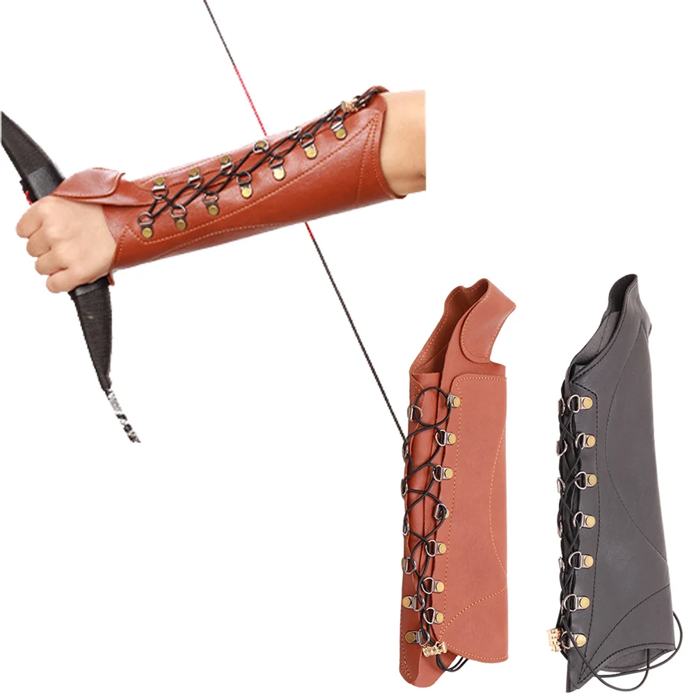 Archery Cow Leather Arm Guard Hand Protector Bracer Longbow Recurve Bow Arm Guard Protective