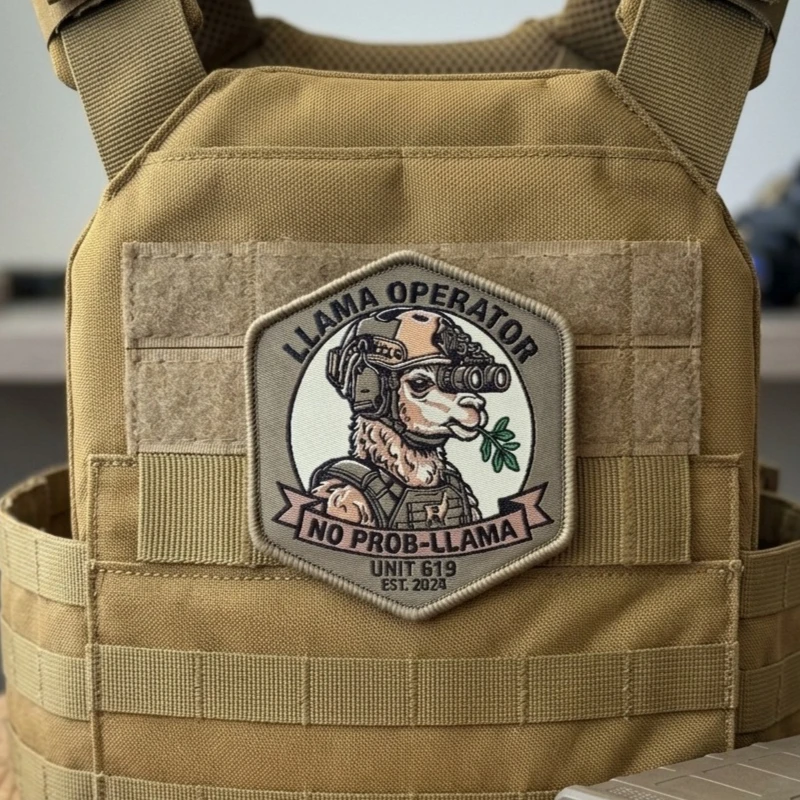 Llama Operator Tactical Embroidered Patch Hook and Loop Badge Patch for Vest Backpack Hat Applique