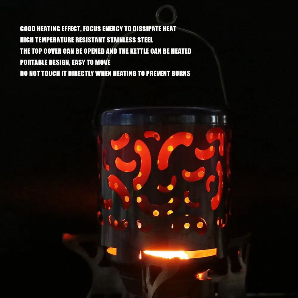 Durable Stainless Steel Camping Heater Portable Multifunctional Camping Heater Stove Mini With Handle Warming Stove Cover Picnic
