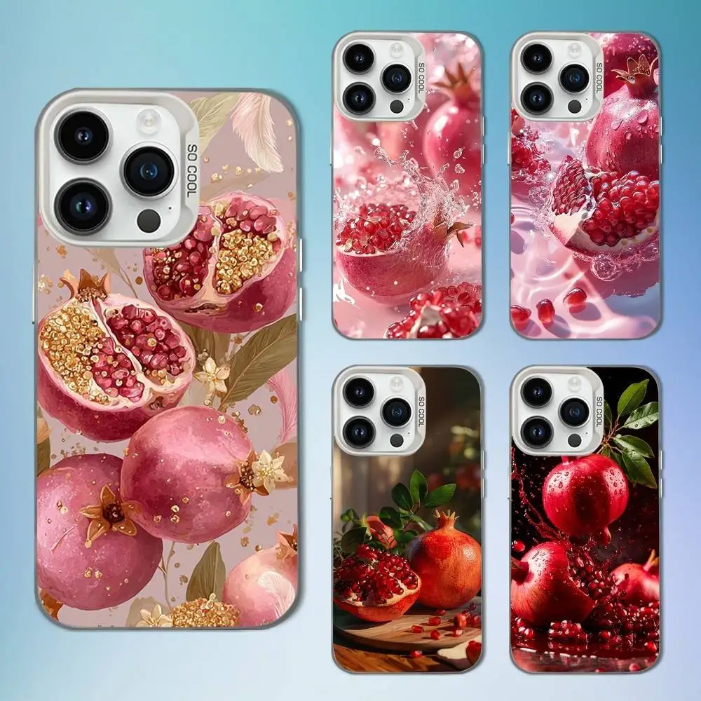 Etui na telefon z motywem różowego owocu granatu do iPhone'a 17, 16, 15, 14, 13, 12, 11, Mini, XS, Pro, SE, MAX, białe, matowe, odporne na wstrząsy.