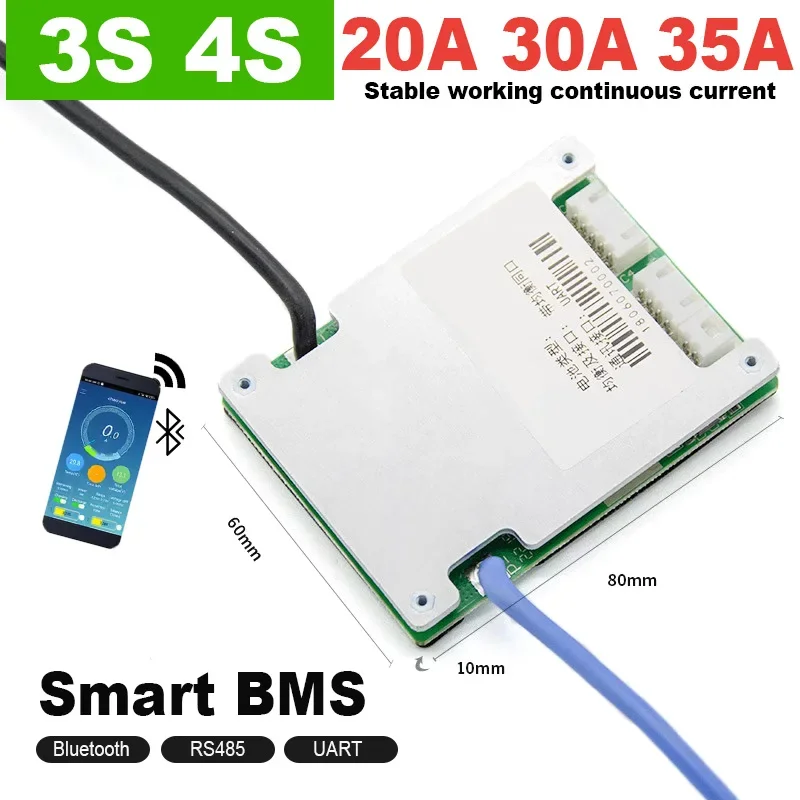 

Умная Система управления аккумулятором Li-Ion LiFePo4 с поддержкой Bluetooth, 3S Φ 20A 30A 35A RS485 UART, баланс общего порта