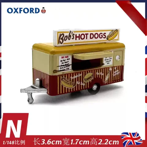 OXFORD 1:148 N Scale Mobile Hotdog Food Cart Alloy Small Car Model Collection Display Ornament Toy Gift