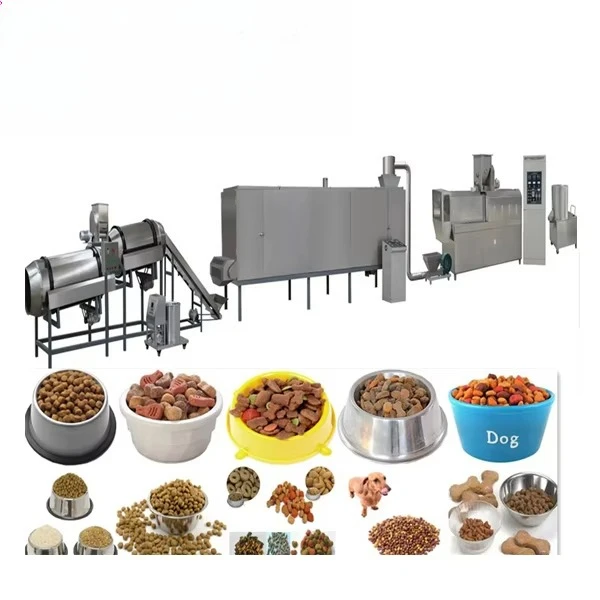 خط تجهيز أغذية الكلاب الأوتوماتيكي من الفولاذ المقاوم للصدأ مع محرك تحكم PLC بثق مزدوج المسمار