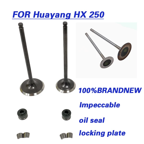 

Высококачественный выпускной клапан двигателя мотоцикла и комплект клапанов INTAKE с фиксирующей пластиной сальника, новый клапан для Huayang HX250 HX 250 ATV