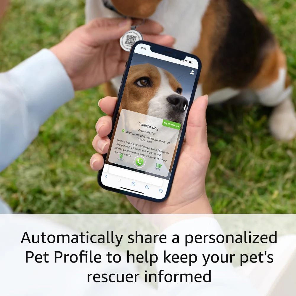 QR ID Pet Tag, Metal Dog Tag with QR Code