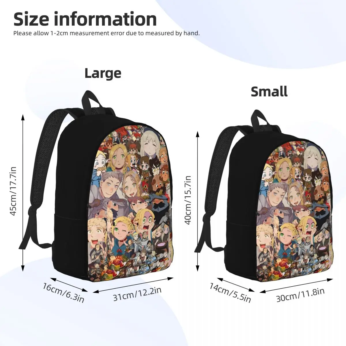 Mochila informal Delicious In Dungeon Meshi para hombres y mujeres, bolso de hombro universitario para deportes, escuela secundaria, senderismo, viajes, Anime Daypack