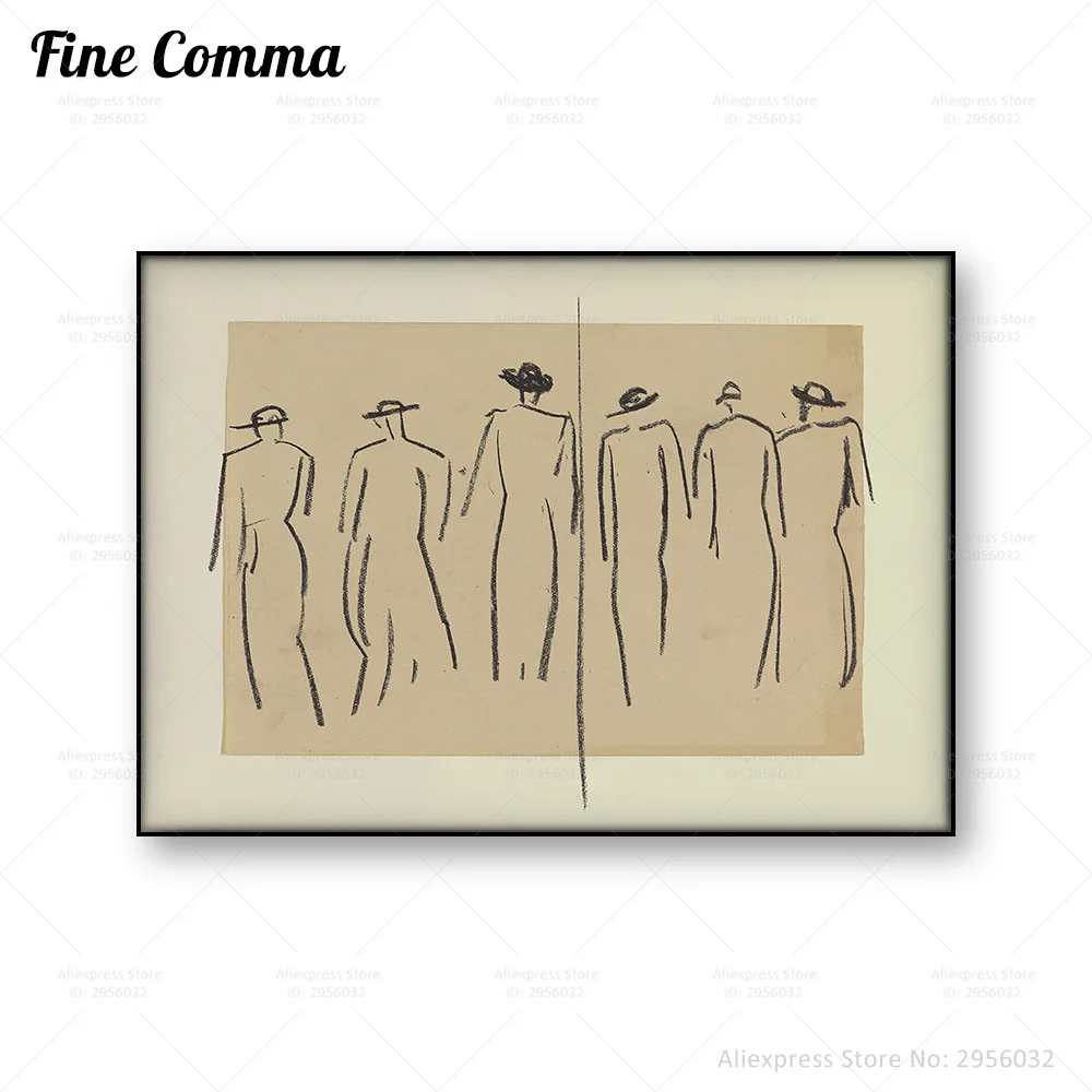 Vintage Fashion Design Figure Model Sketch Wall Art Canvas Print Poster French Painting Draw Replica Farmhouse Home Decor Gift