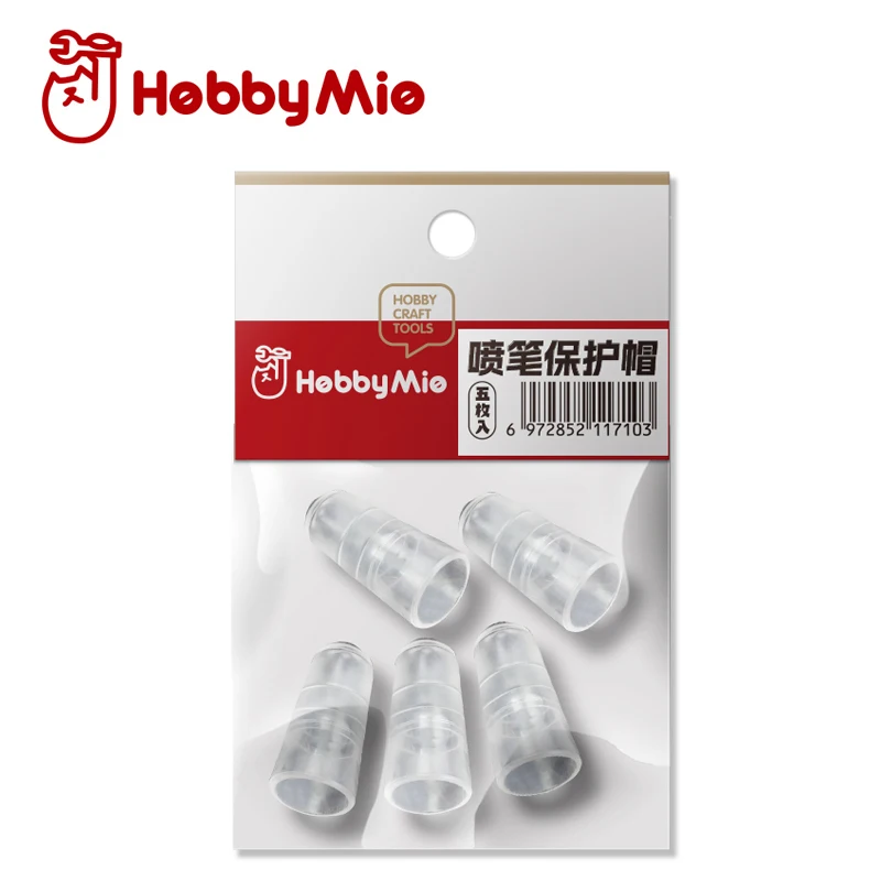 HOBBY MIO Airbrush Protection Cap 5PCS Soft Transparent PVC Sleeve for Spray Gun Cleaning Model Air Brush Parts Sprayer Tools