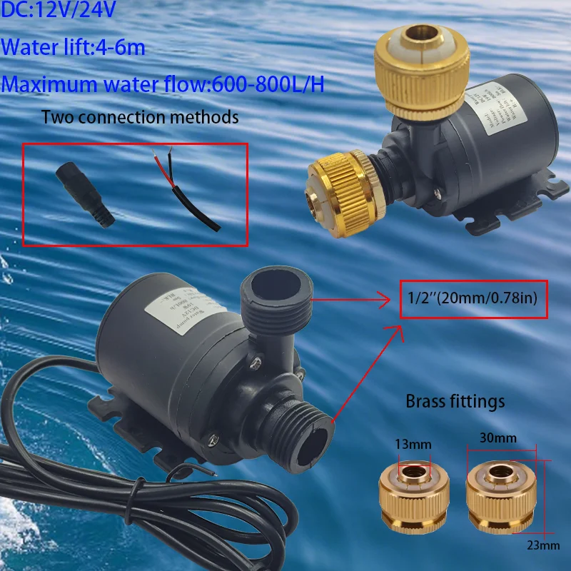 

Small DC12V/24V brushless motor 1/2'800L/H water pump, water heater, shower booster pump, circulating pump, small fountain