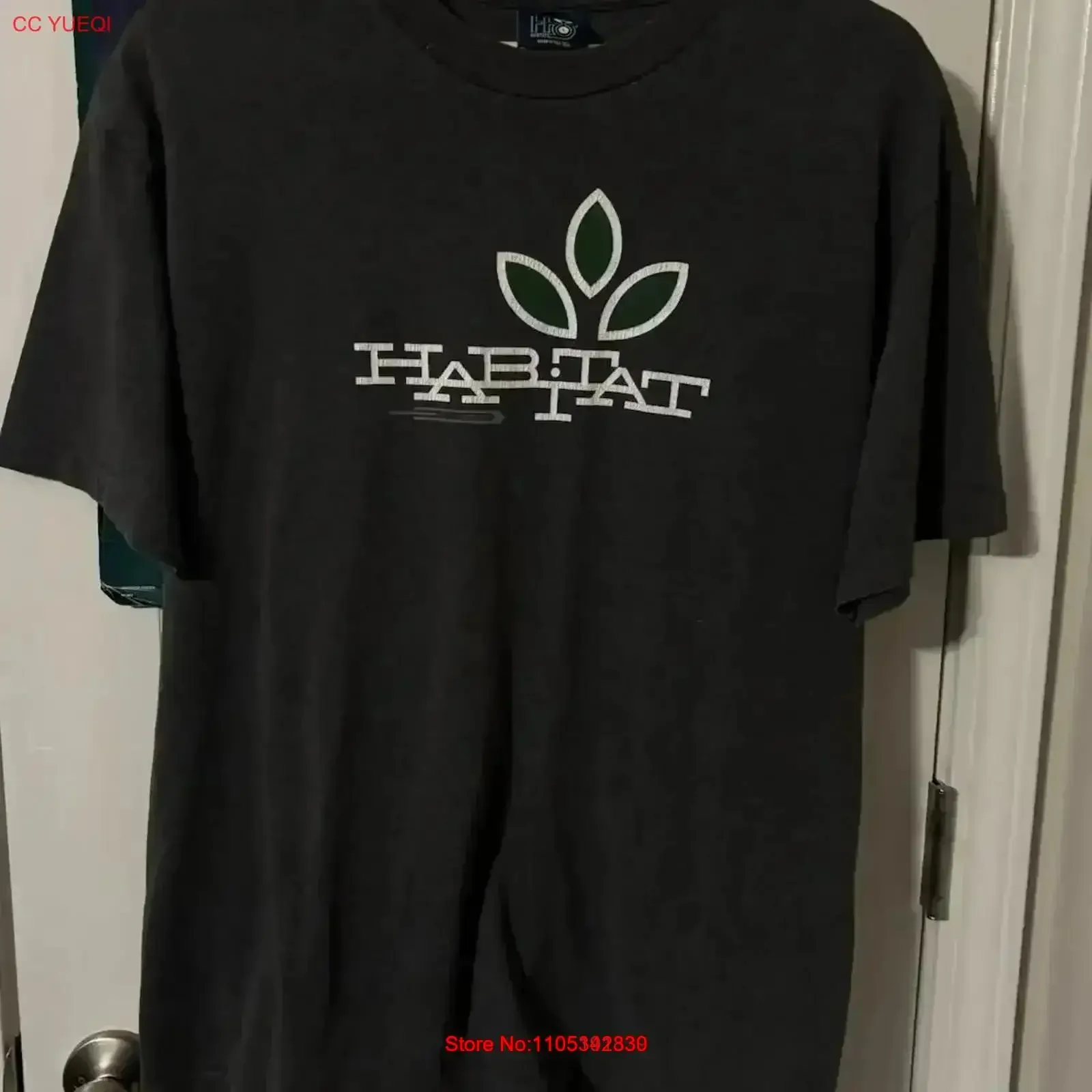 Vintage Habitat Made in USA Skateboard-T-Shirt, grau, Größe L, gewaschen, leicht lässig, vielseitig, dehnbar, Streetwear, weich, Vintage