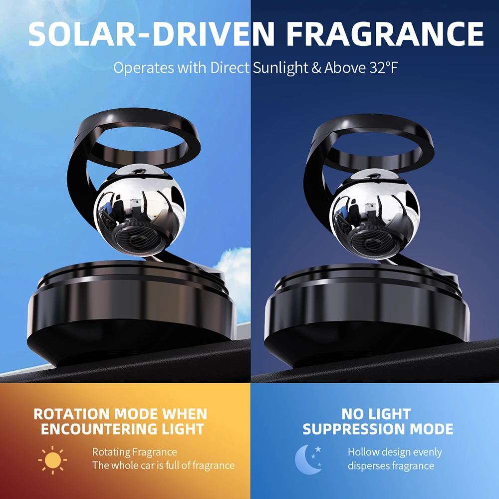 Solar Car Air Freshener Supplies Rotation Ornaments Flavoring Perfume Deodorant Diffuser Automobiles Interiors Accessories