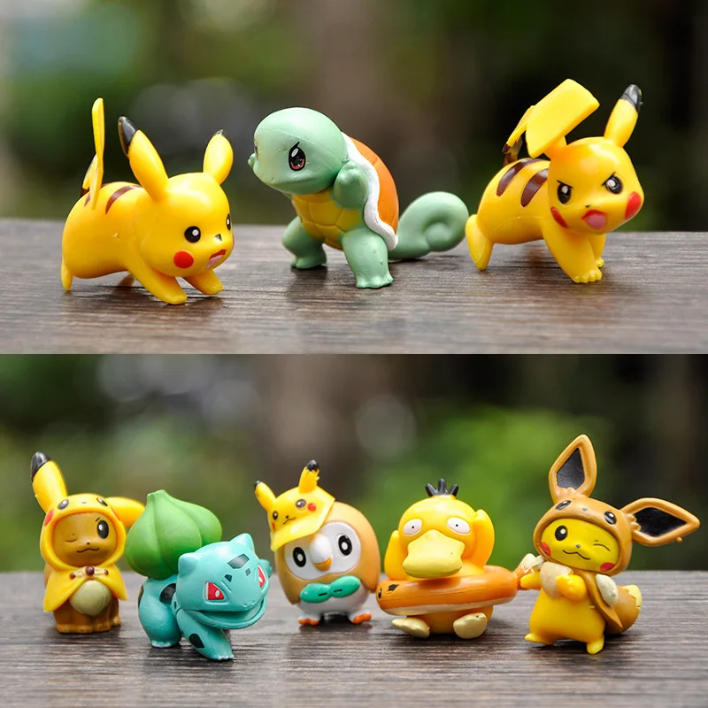 

8PCS Hot Kawaii Pikachus Series Mini Model Cartoon Character Cute Creative Exquisite Model Desktop Toy Boys and Girls Gift