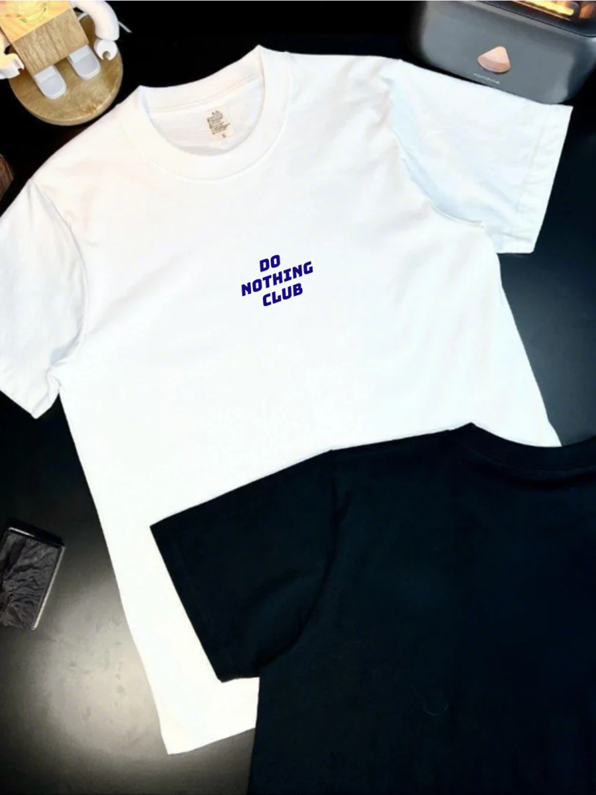 Do Nothing Club Creative Cotton T-Shirt Short Sleeve Casual Style round Neck Print Design Breathable And Skin-friendly