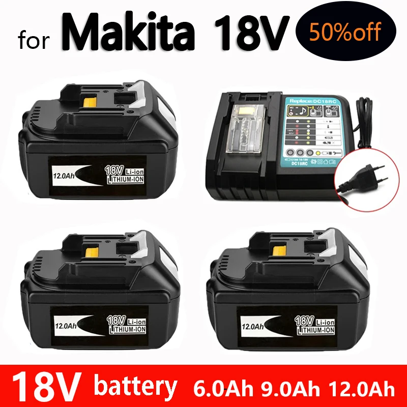 for Makita 6Ah/9Ah//12Ah for Makita 18V Battery BL1830B BL1850B BL1850 BL1840 BL1860 BL1815 Replacement Lithium Battery