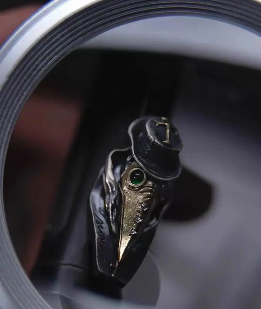 Used EDC ACEDC + X + Anti-particle + Plague Doctor 925 Silver Back Clip, Dark Gothic Style