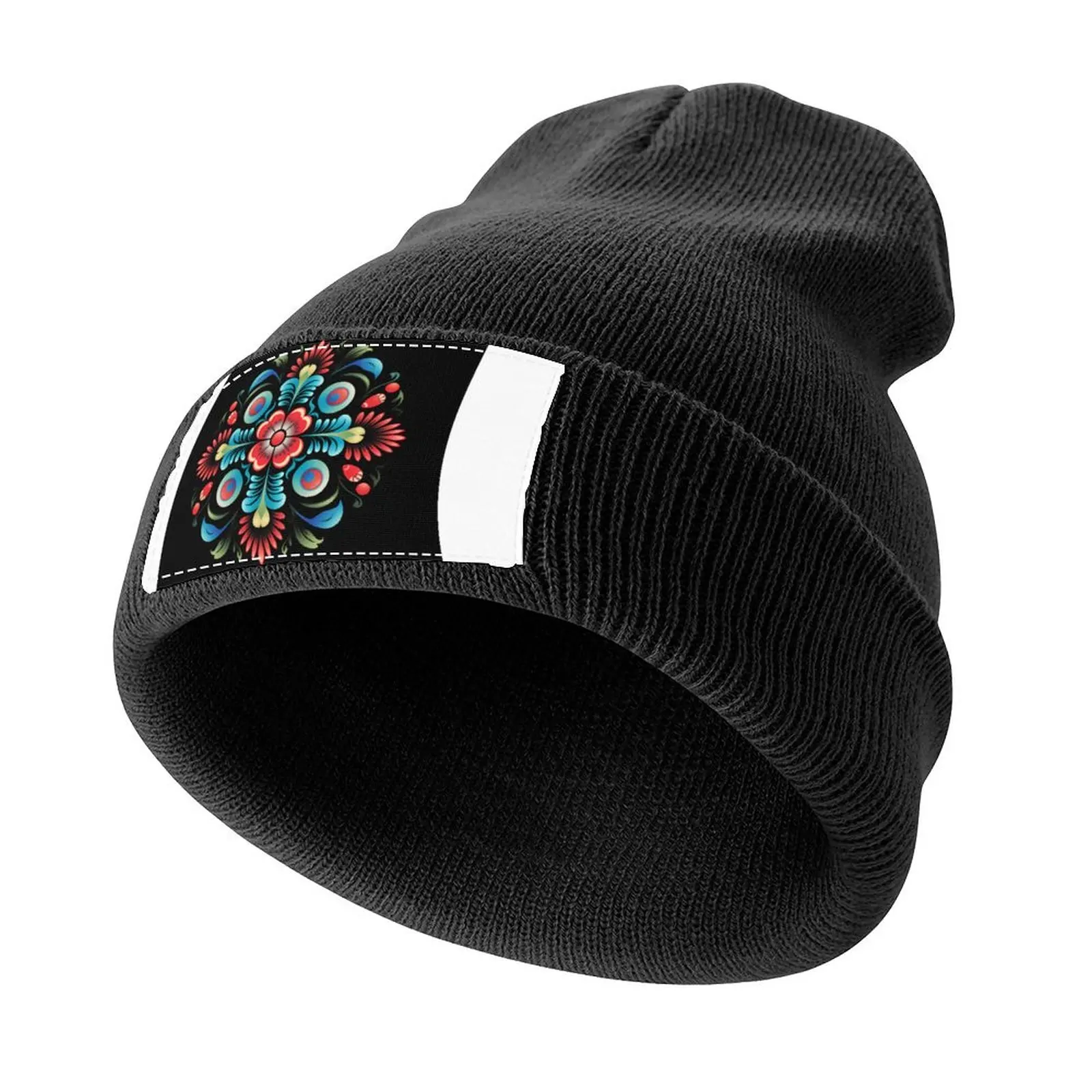 Hungarian Folk Flowers With Eyes Design Knitted Cap black Snapback Cap Dropshipping Luxury Cap Caps For Men Women's