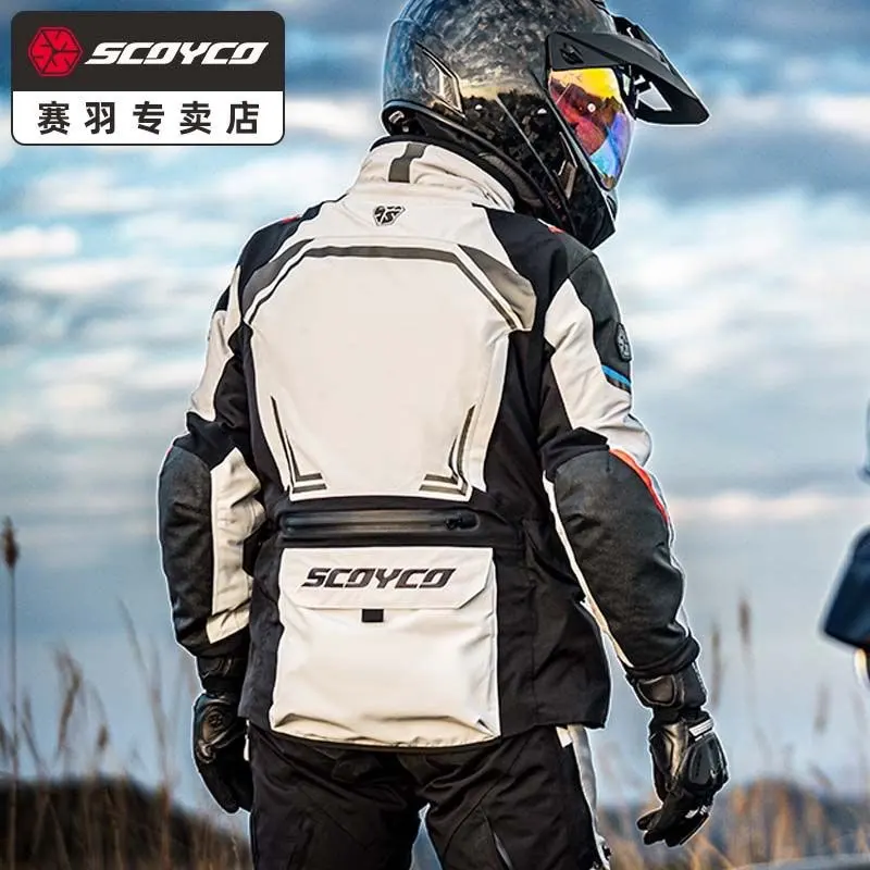 SCOYCO Motorcycle Jacket Pants Riding Clothes Warm Waterproof Breathable Motocross Jacket Men CE Anti-fall Oxford suit