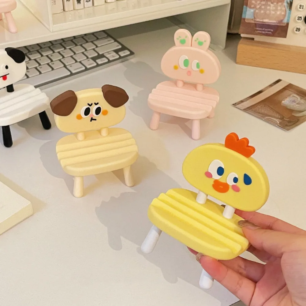 Cartoon Animal Creative Chair Phone Holder Dog Chick Chair Mobile Phone Stand Support Cat Chair Cell Phone Bracket