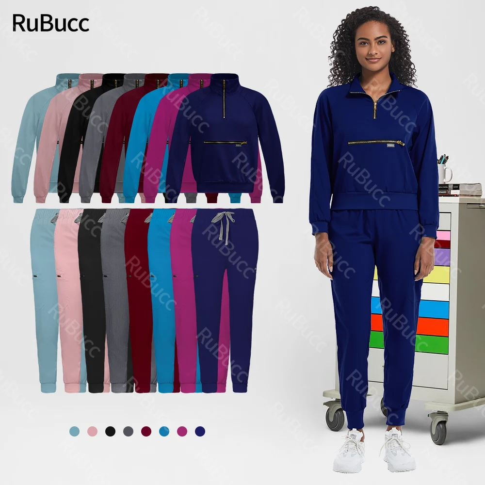 

Unisex Multicolor Nurse Accessories Scrubs Medical Uniforms Women Long Sleeve Hospital Nurse Scrubs Set Jogger Suit Pet Uniforms