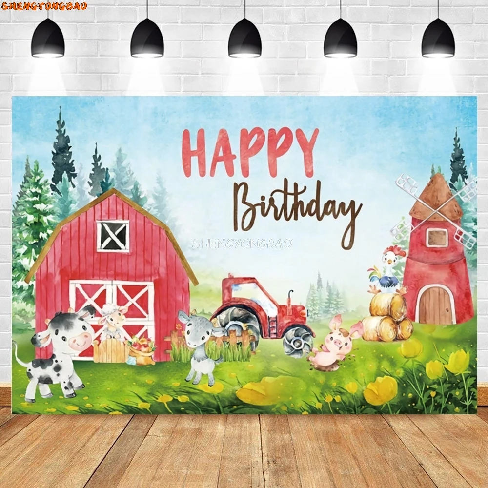 Farm Animal Calf Theme Backdrop Kids 1st Birthday Baby Shower Decor Lamb Photograph Background Children's Day Props CJ-06