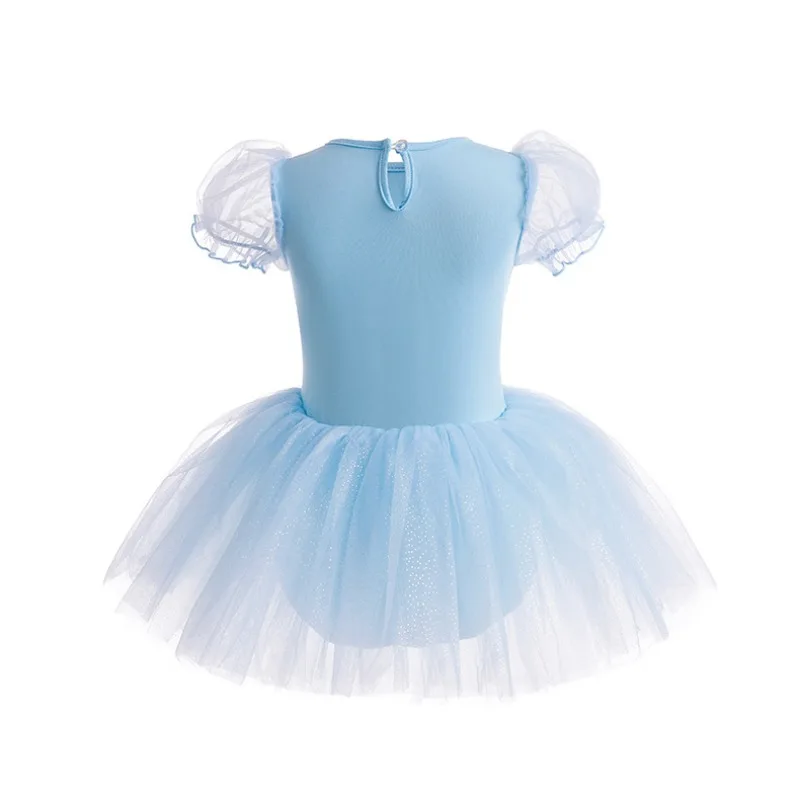 Summer Kids Girl Cosplay Dress Short Sleeved Princess Elsa Dresses Children\'s Dance Performance Clothes Training Clothing H7928