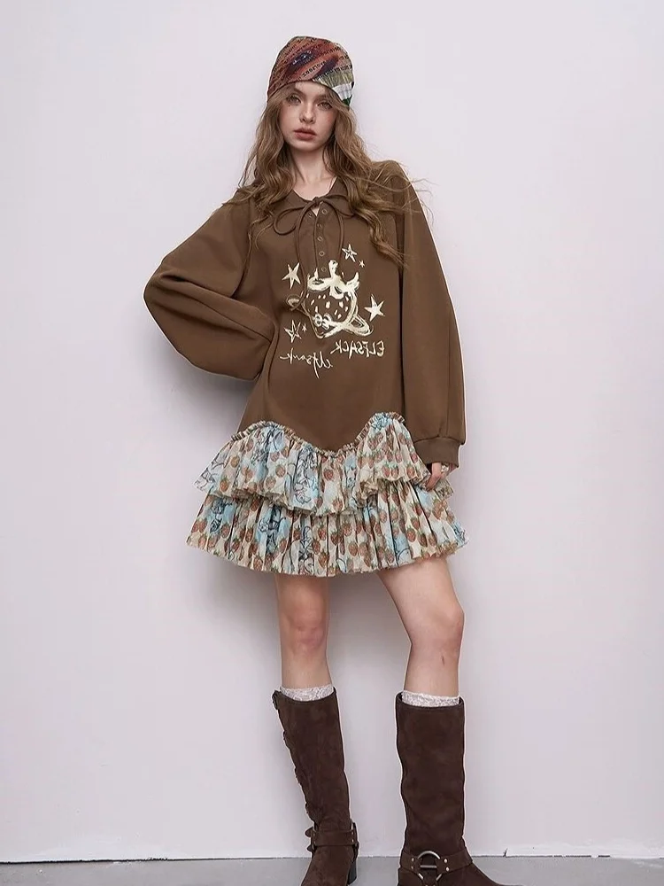 Primavera Autunno 2025 Fata Lunga Sve Stberry Lamina d'oro Net Dr Abbigliamento donna Nuovo design a mosaico Riduzione dell'età Top Trendy