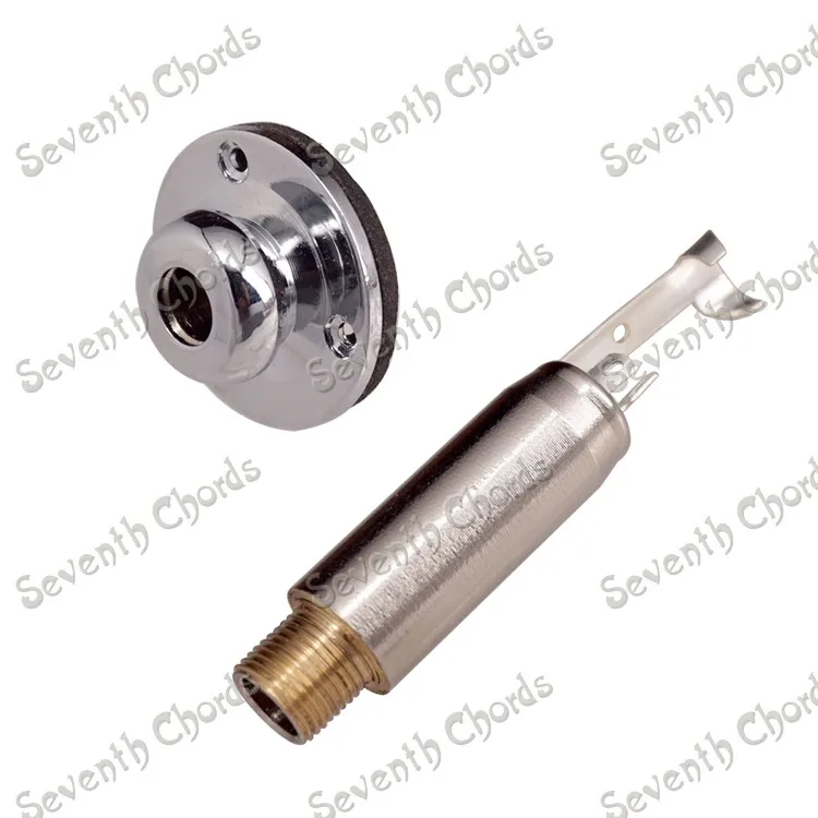 10 Pcs Chrome Brass Bass Guitar 6.35 Strap Lock Pin Jack End Pin Output Input jack Socket - Removable Jack Plate